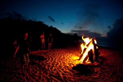 beach bonfire fire element mentawais islands indonesia